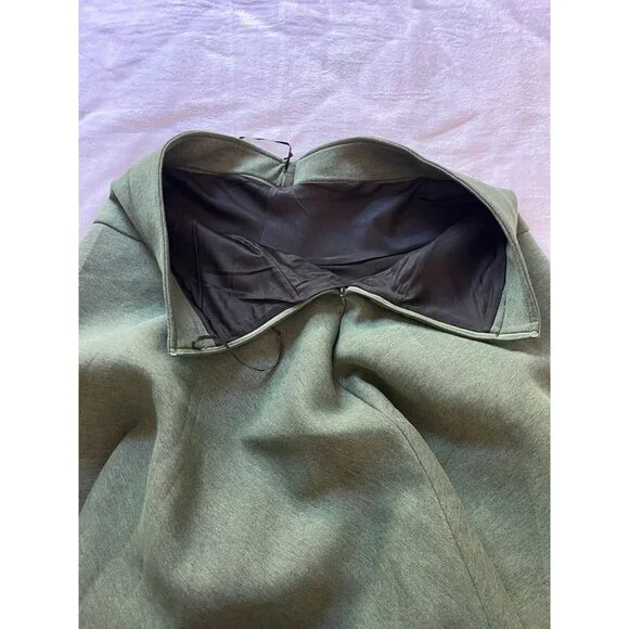 N Yang Womens Stretch Flared Skater Skirt Large Green High Waist A-Line Stretch - Picture 7 of 9